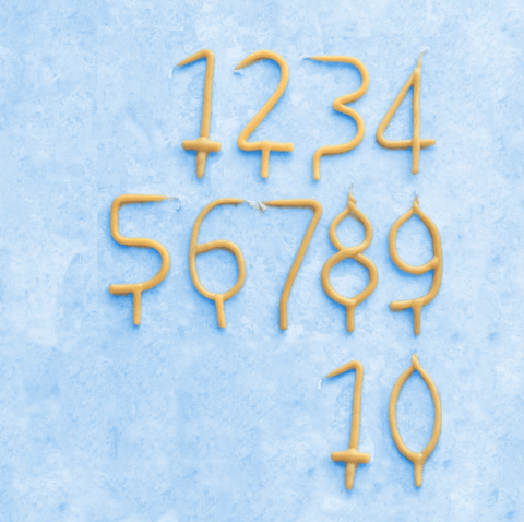 1st to 10th Beeswax Birthday Candles