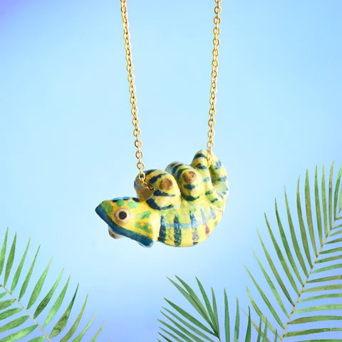 Chameleon Necklace | Camp Hollow Ceramic Animal Jewelry
