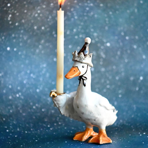 Goose Cake Topper | Camp Hollow Party Animal | Ceramic Christmas | Xmas themed Decoration