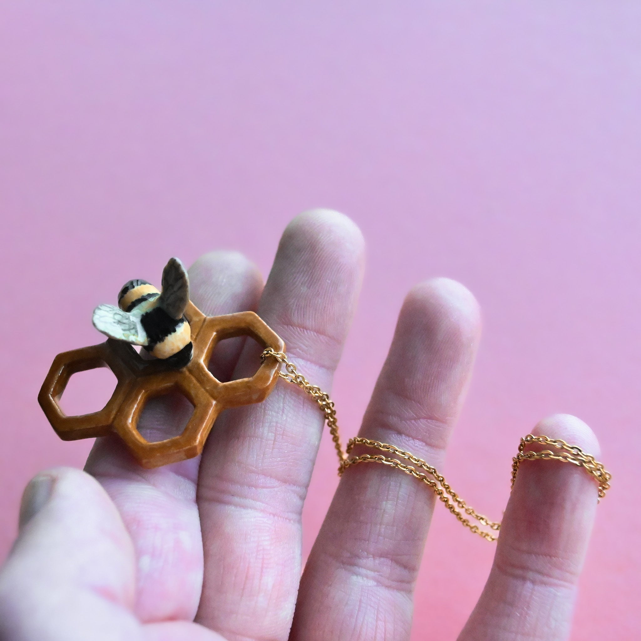 Busy Bee Honey Comb Necklace