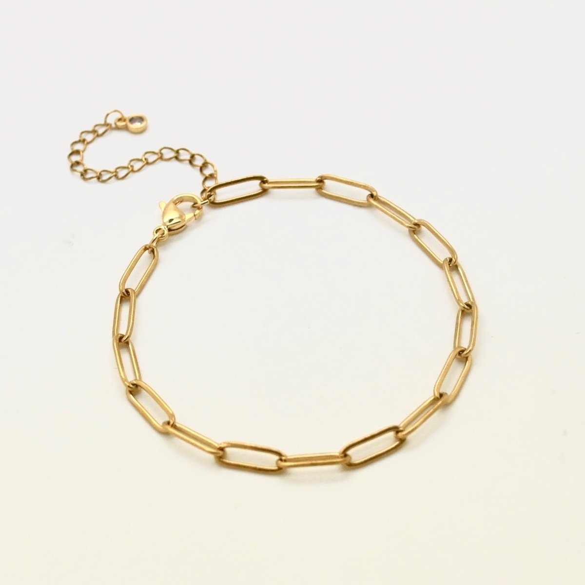 Golden Steel Paperclip Charm Bracelet - Camp Hollow