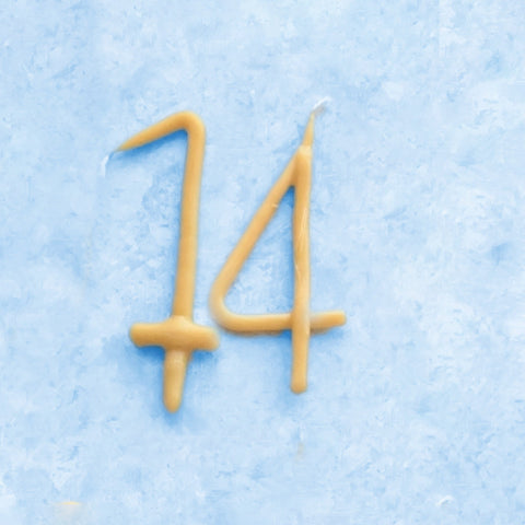 14th Birthday Beeswax Candle | Camp Hollow Number Party Natural Candles