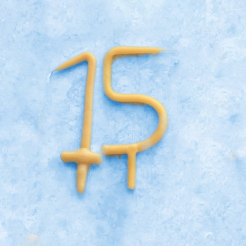 15th Birthday Beeswax Candle | Camp Hollow Number Party Natural Candles