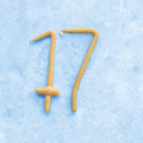 17th Birthday Beeswax Candle | Camp Hollow Number Party Natural Candles