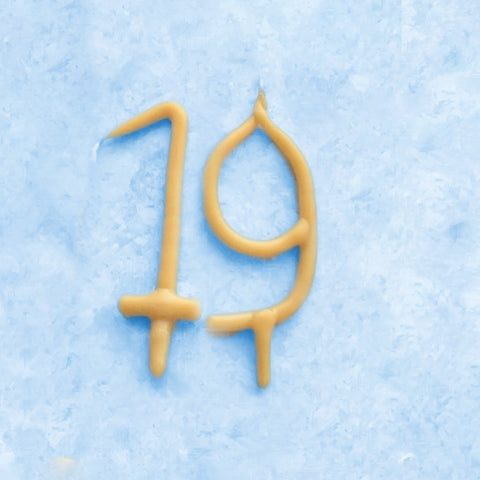 19th Birthday Beeswax Candle | Camp Hollow Number Party Natural Candles