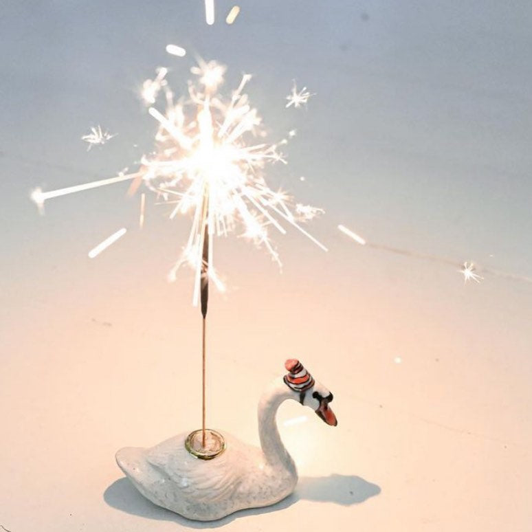 Swan Cake Topper | Porcelain Party Animal | Candle Holder