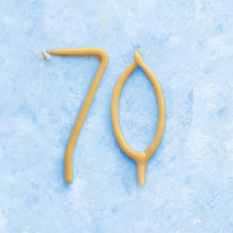 70th Birthday Beeswax Candle | Camp Hollow Number Party Natural Candles