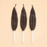 Brown Feather Candle Set (x3)