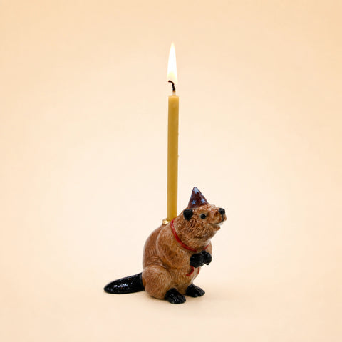 Beaver Cake Topper | Porcelain Party Animal | Candle Holder