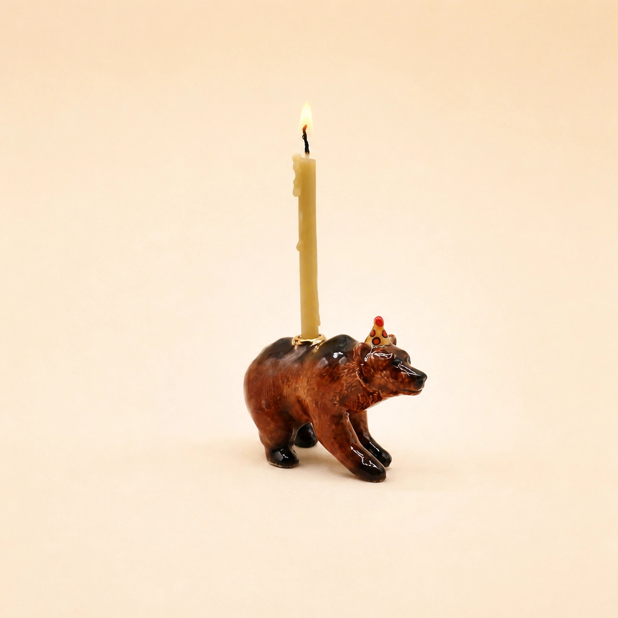 Bear Cake Topper | Camp Hollow Porcelain Party Animal | Ceramic Candle Holder | Party Animal Birthday Decor | Brown Grizzly