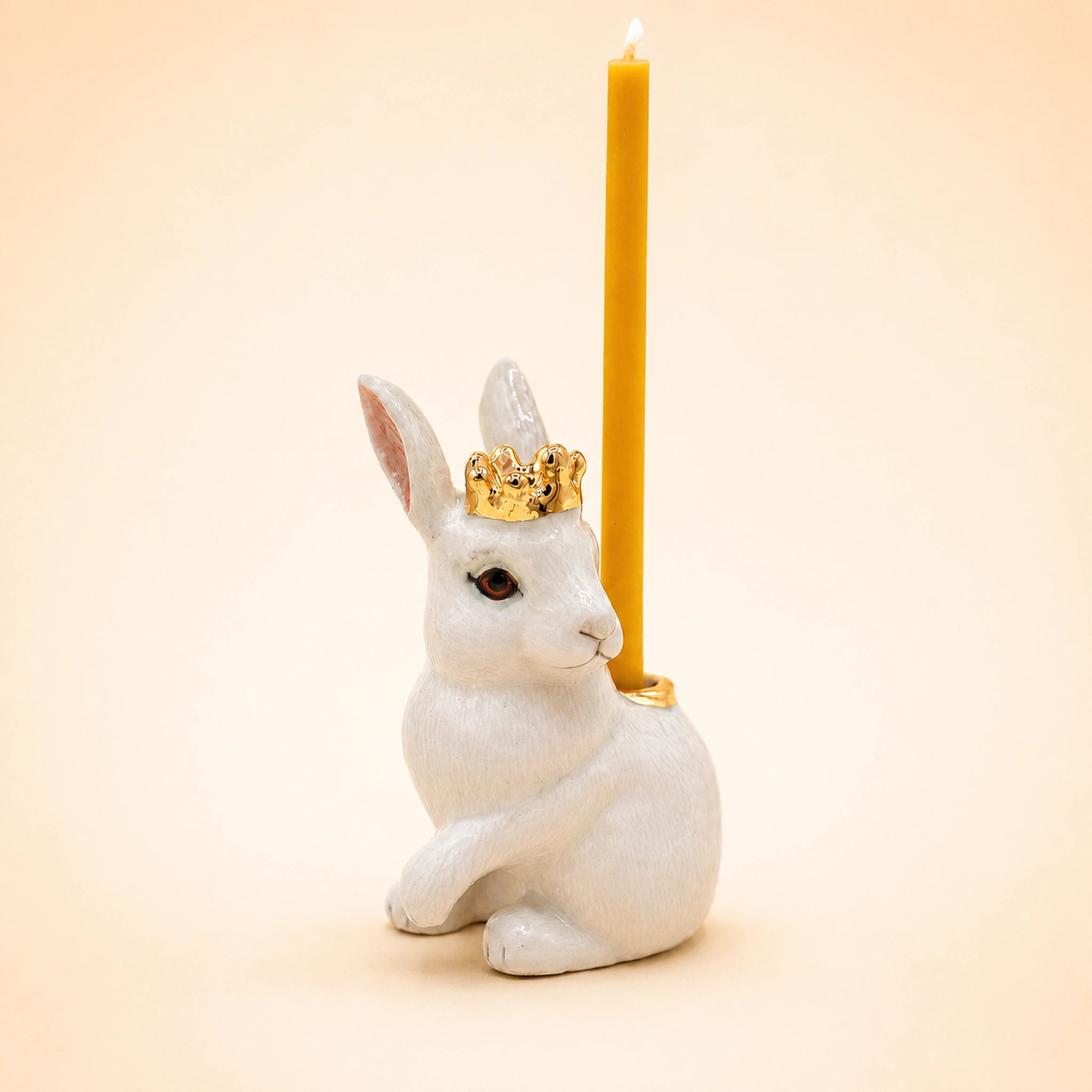 Royal White Rabbit Cake Topper | Camp Hollow Porcelain Party Animal | Ceramic Candle Holder | Party Animal Birthday
