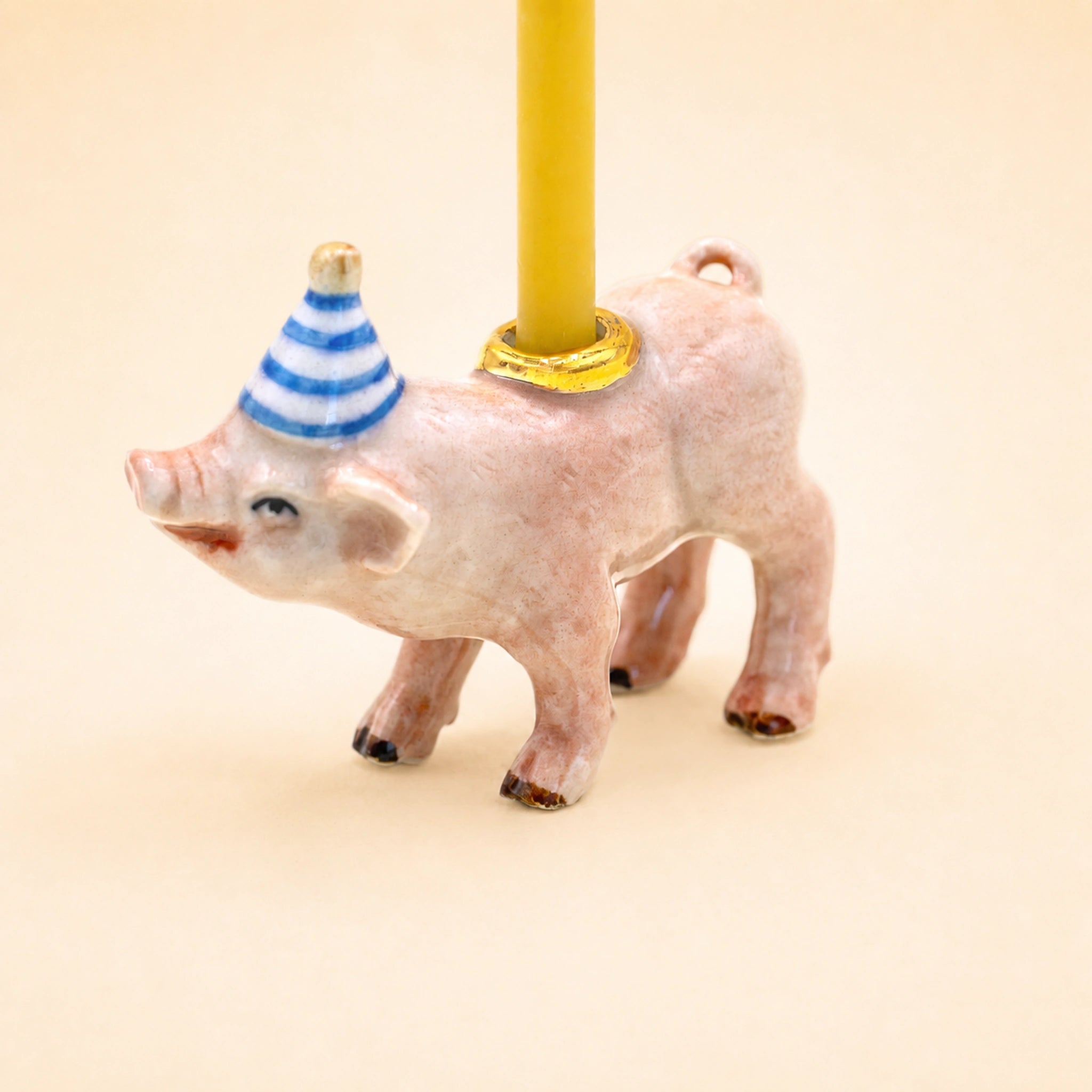 Pig Cake Topper | Camp Hollow Porcelain Party Animal | Ceramic Candle Holder | Party Animal Birthday Decor | Pink Girl Baby | Chinese Zodiac