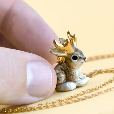 Jackalope Necklace | Camp Hollow Ceramic Animal Jewelry