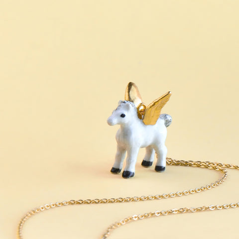Gold Pegasus Necklace | Camp Hollow Ceramic Animal Jewelry