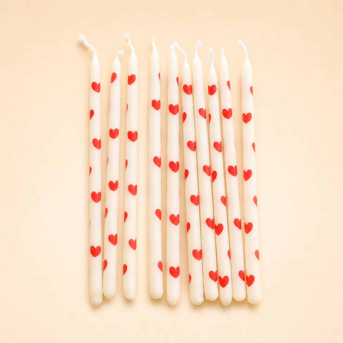 Love Heart Pattern Candle Set (x10)