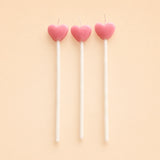 Pink Love Heart Candle Set (x3)