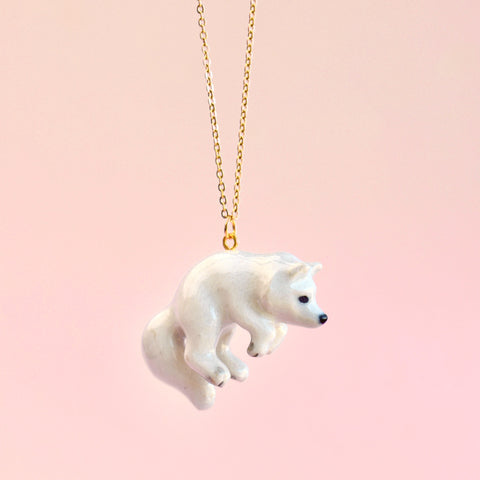 Artic Fox Necklace | Camp Hollow Ceramic Animal Jewelry