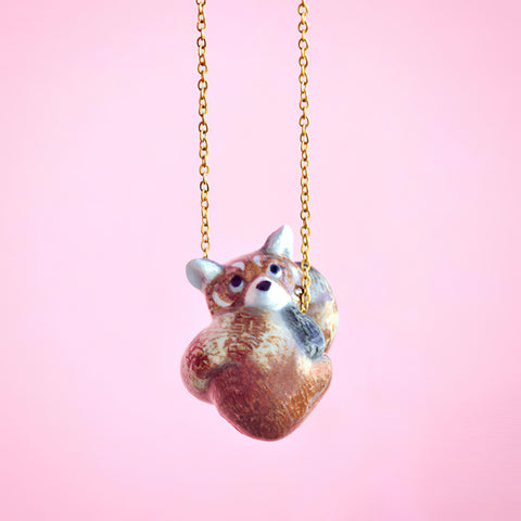 Red Panda Necklace | Camp Hollow Ceramic Animal Jewelry