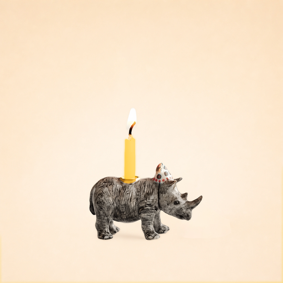 Rhino Cake Topper | Porcelain Party Animal | Candle Holder