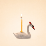 Swan Cake Topper | Porcelain Party Animal | Candle Holder