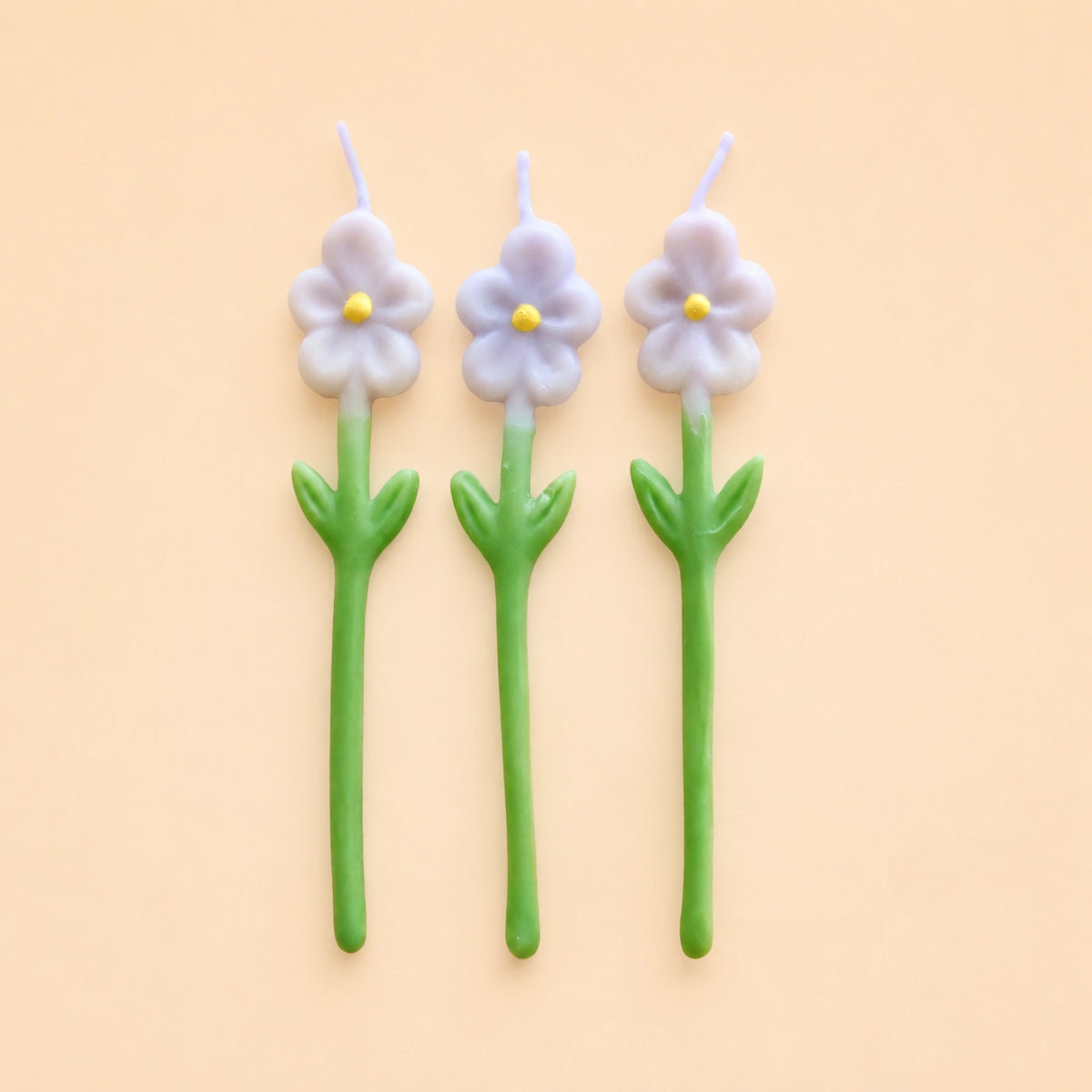 Daisy Birthday Candles | Set of 3 | White Shaped Beeswax Candles