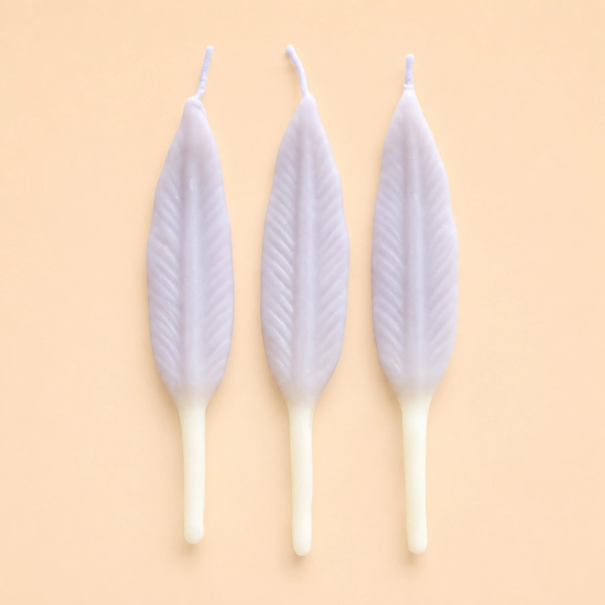 Feather Birthday Candles | Set of 3 | White Shaped Beeswax Candles
