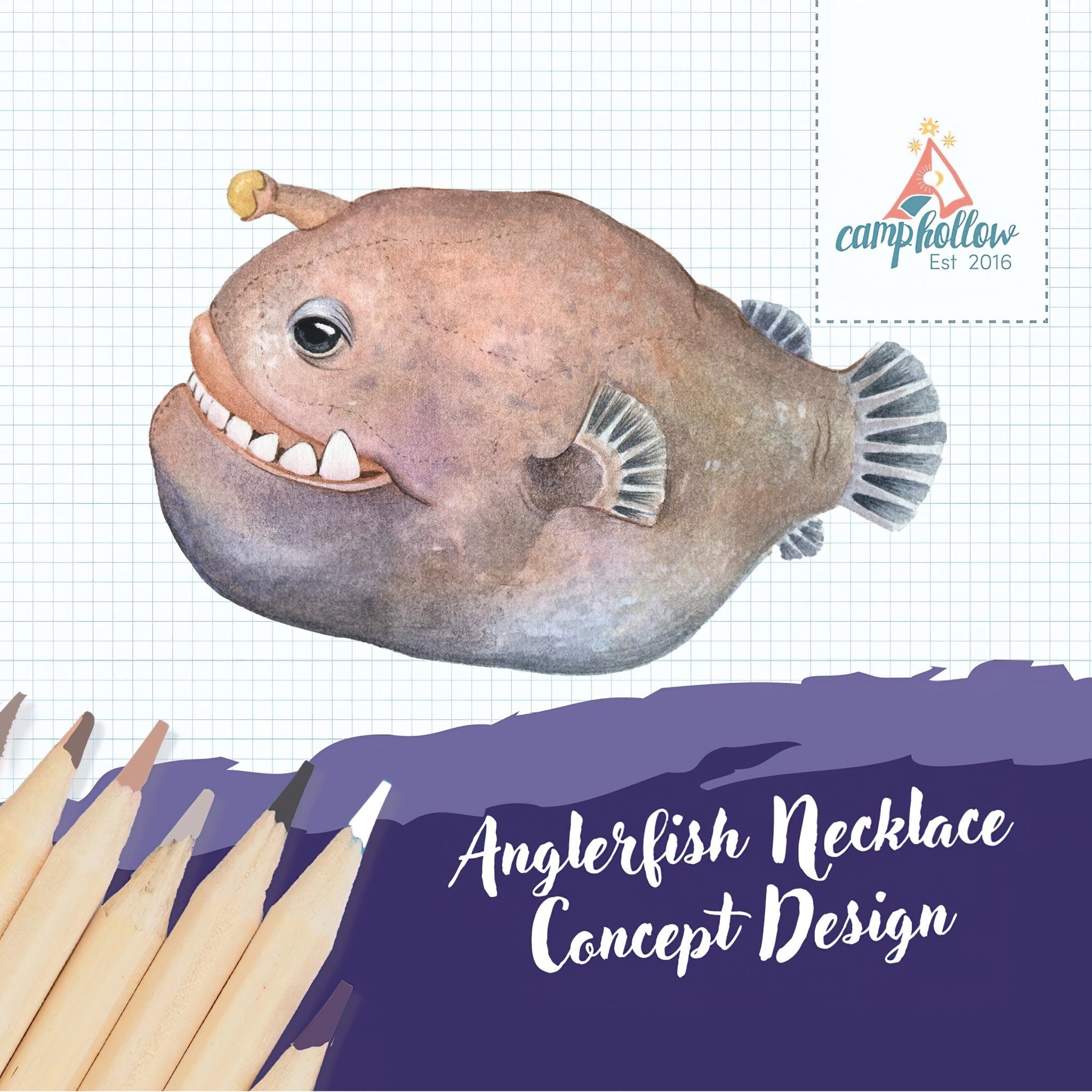 Angler Fish Necklace | Camp Hollow Ceramic Animal Jewelry
