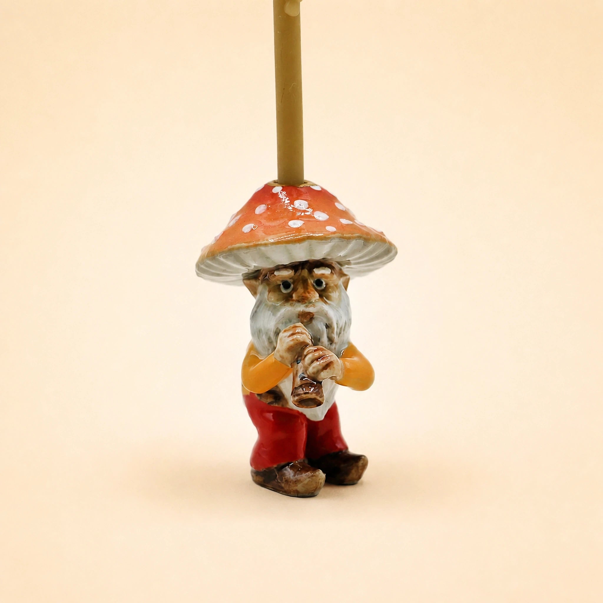 Mushroom Gnome Cake Topper | Camp Hollow Porcelain Party Animal | Ceramic Candle Holder | Party Animal Birthday Decor | WotMC