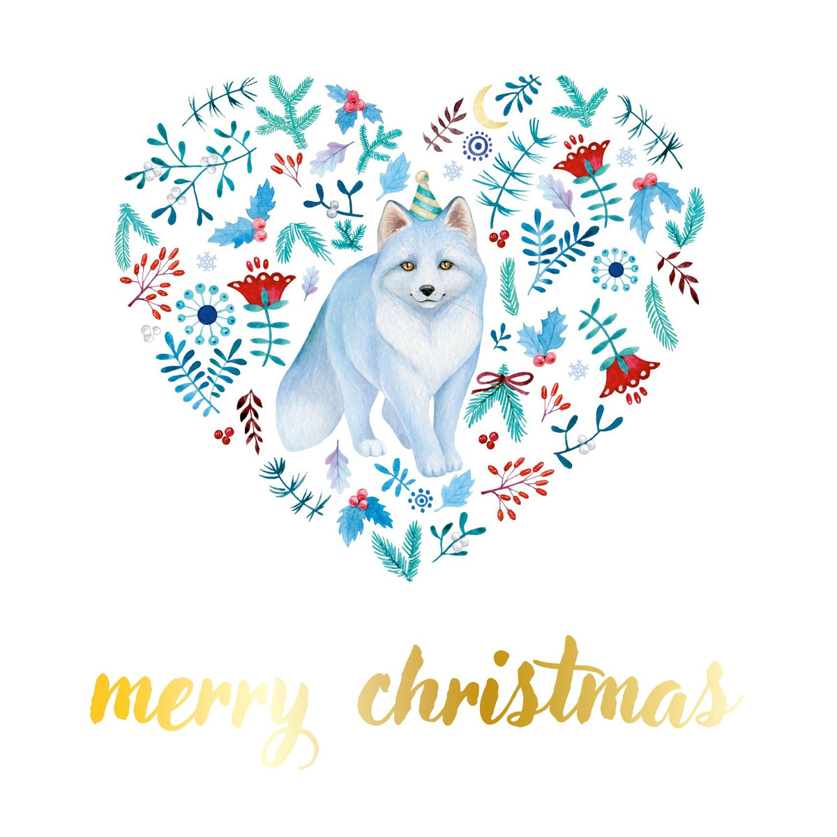 Arctic Fox Christmas Greeting Card