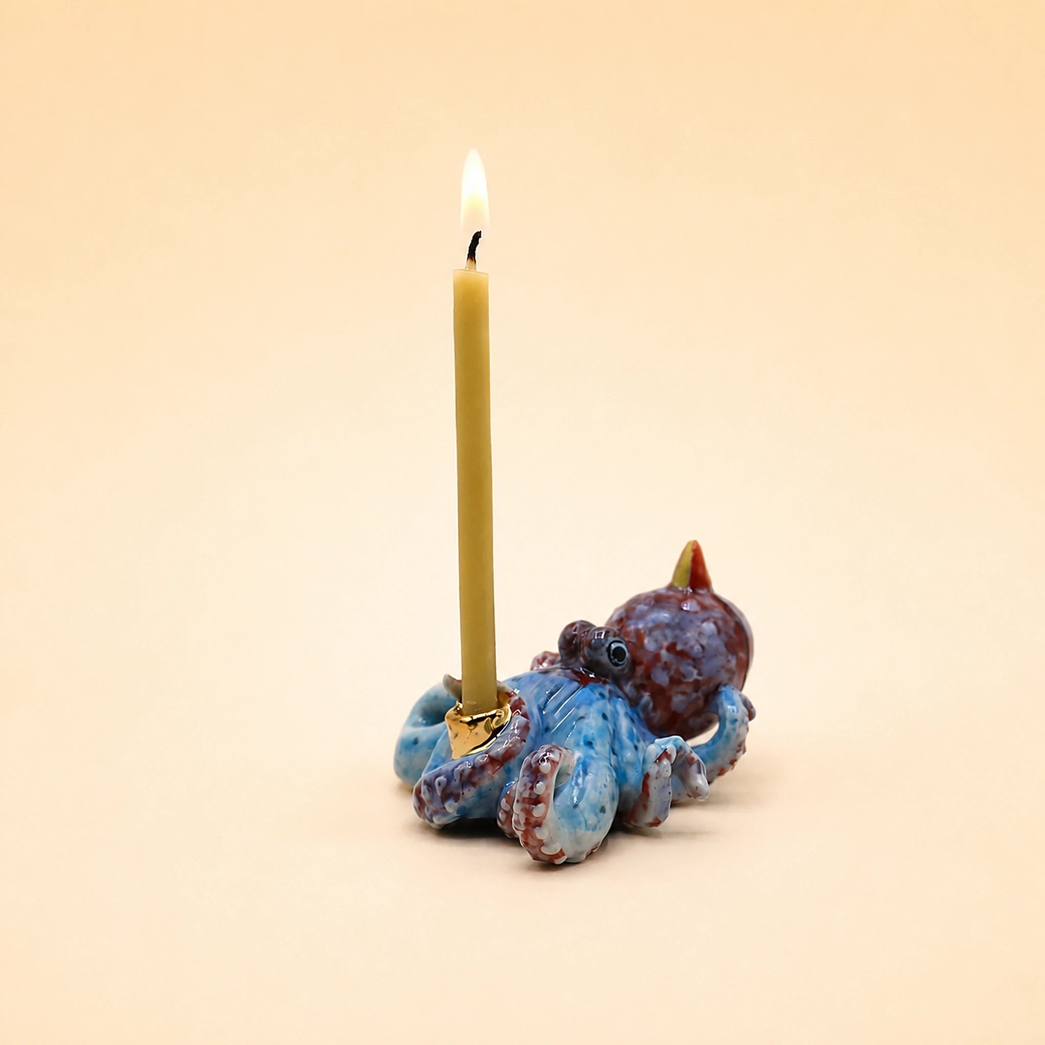 Blue Octopus Cake Topper | Camp Hollow Porcelain Party Animal | Ceramic Candle Holder | Party Animal Birthday Decor | WotMC