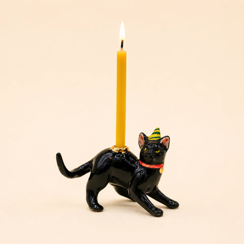 Black Cat Cake Topper | Camp Hollow Porcelain Party Animal | Ceramic Candle Holder | Party Animal Birthday Decor | Halloween
