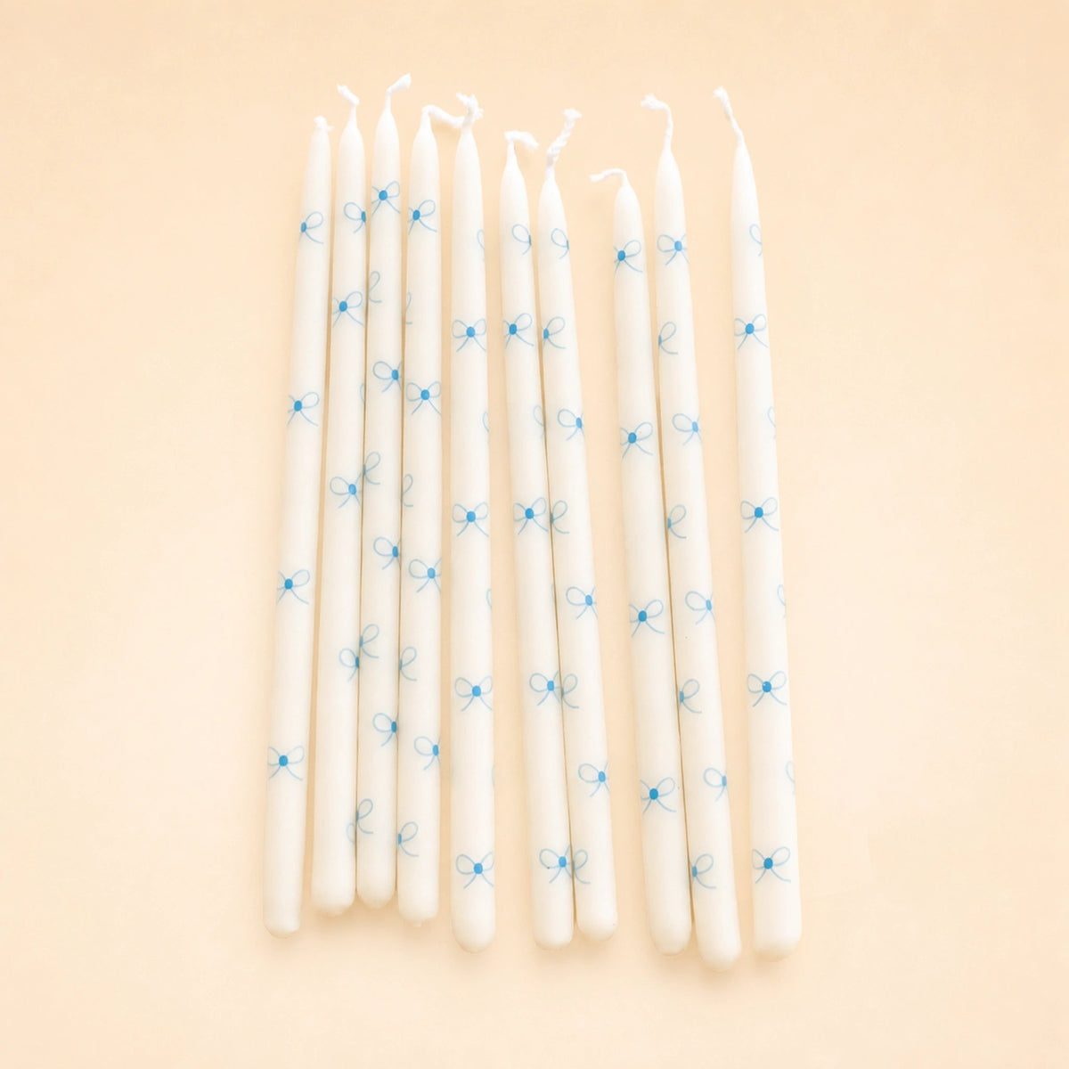 Blue Bow Pattern Candle Set (x10)