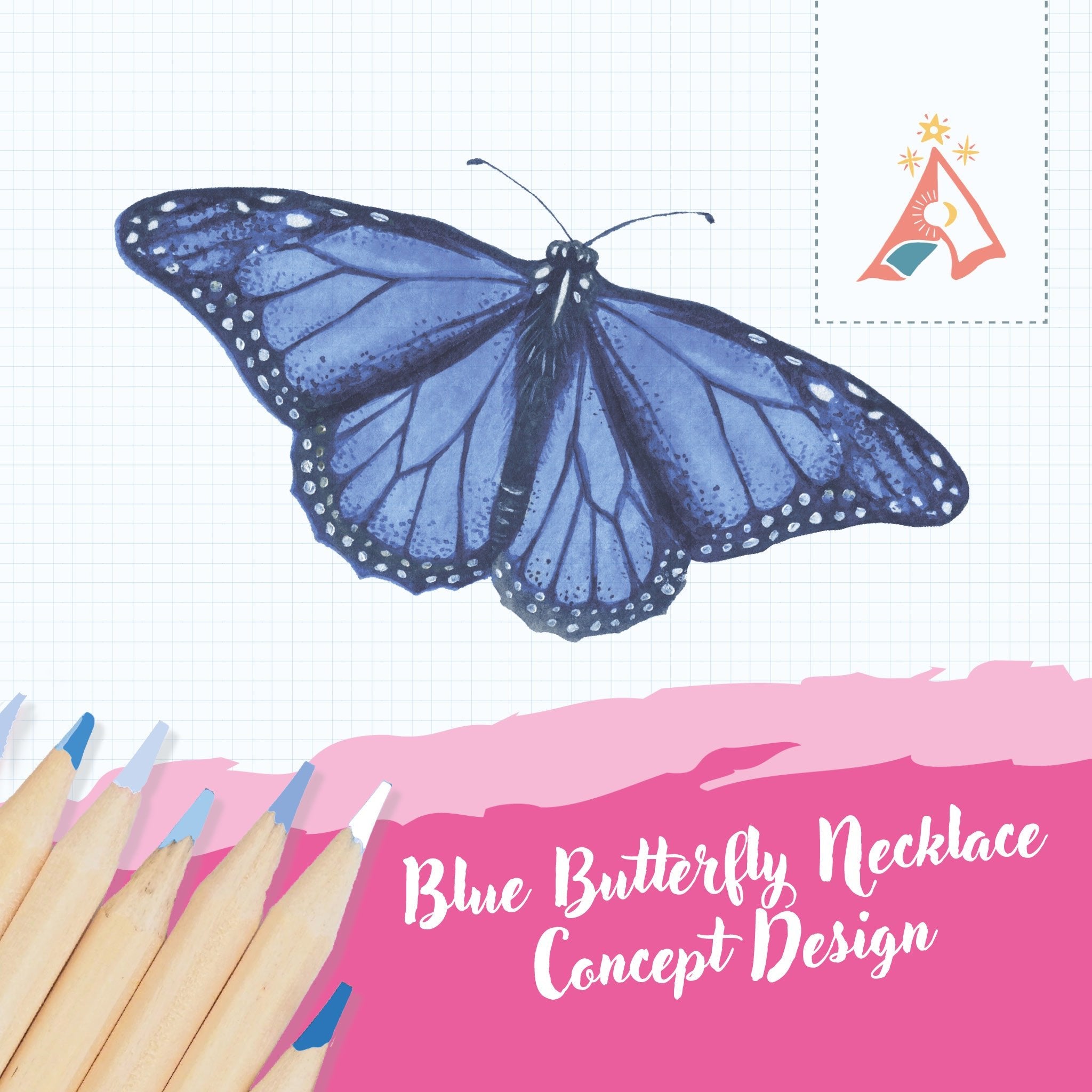 Blue Butterfly Necklace