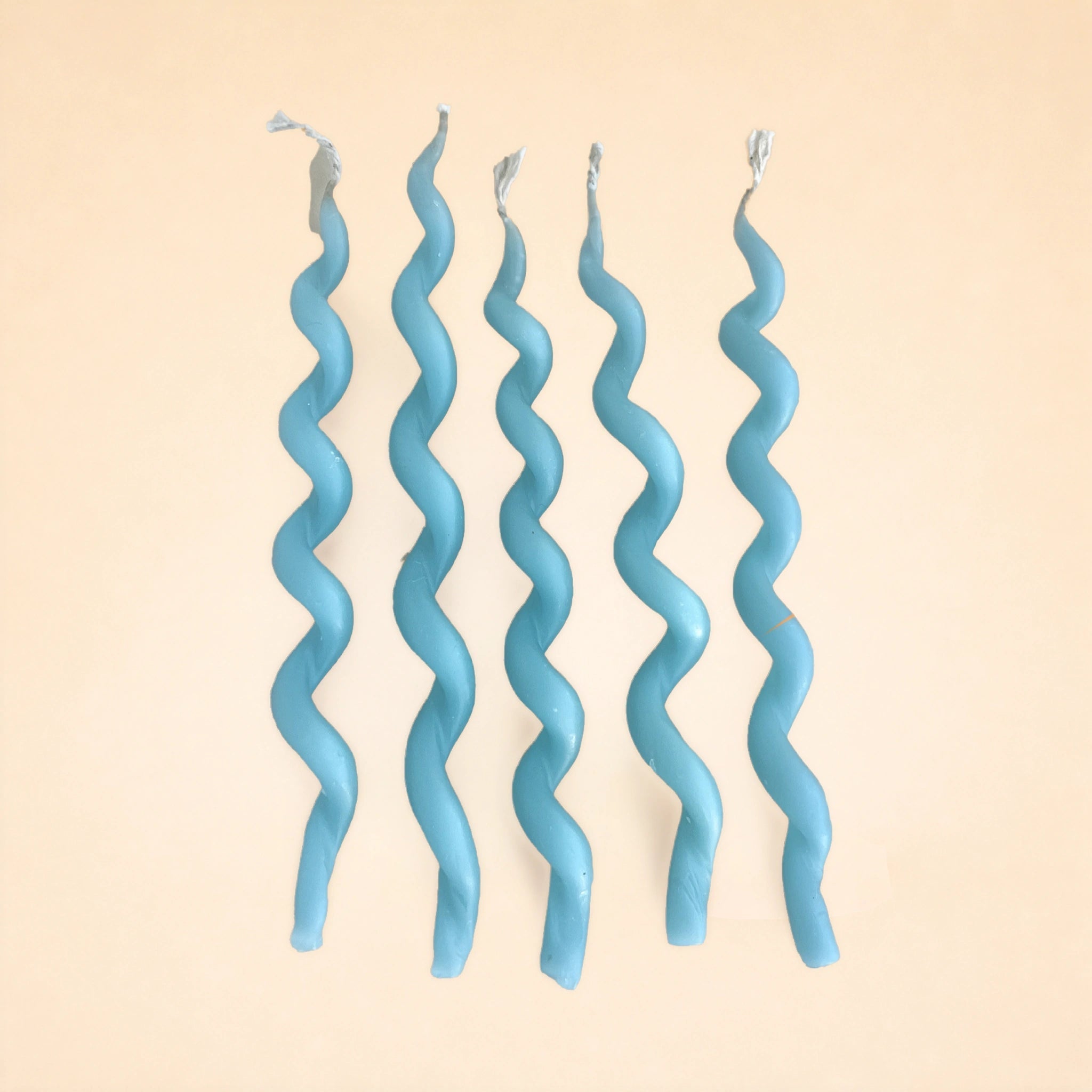 Blue Curly Birthday Candles (x5)