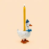 Blue Goose Cake Topper | Porcelain Party Animal | Candle Holder