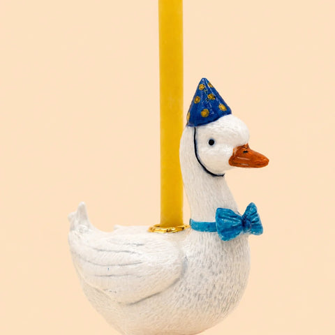 Goose Cake Topper | Camp Hollow Porcelain Party Animal | Ceramic Candle Holder | Party Animal Birthday Decor | Boy Blue