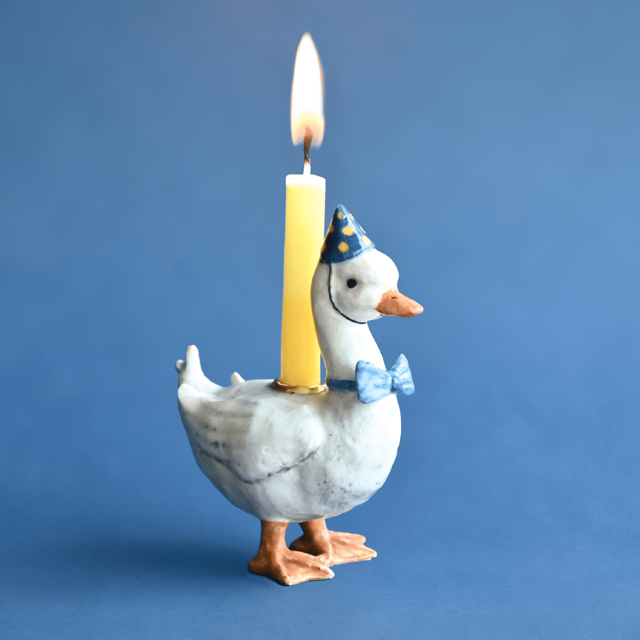 Blue Goose Cake Topper | Porcelain Party Animal | Candle Holder