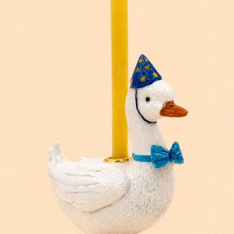 Goose Cake Topper | Camp Hollow Porcelain Party Animal | Ceramic Candle Holder | Party Animal Birthday Decor | Boy Blue