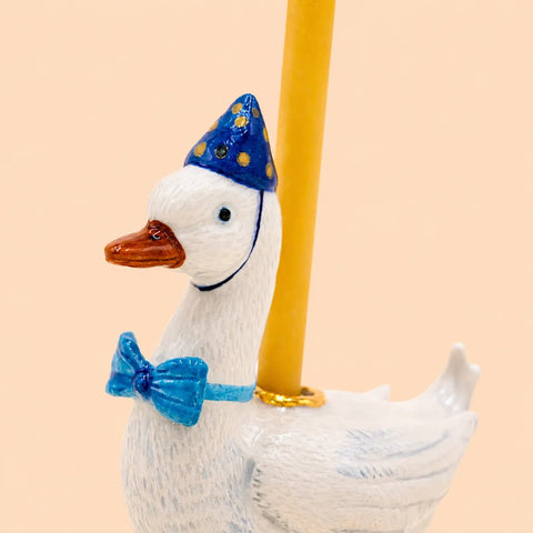 Goose Cake Topper | Camp Hollow Porcelain Party Animal | Ceramic Candle Holder | Party Animal Birthday Decor | Boy Blue