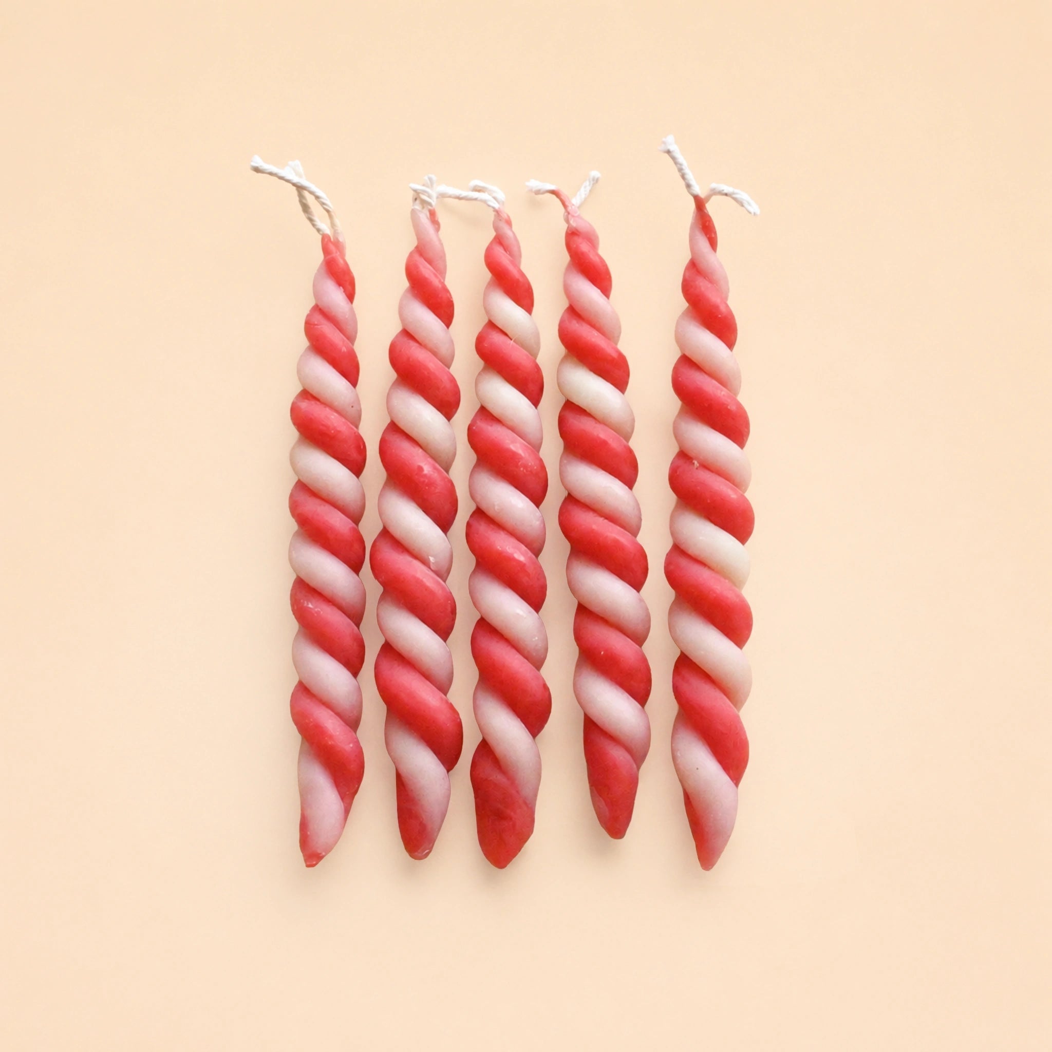 Candy Cane Twisted Beeswax Candle Set