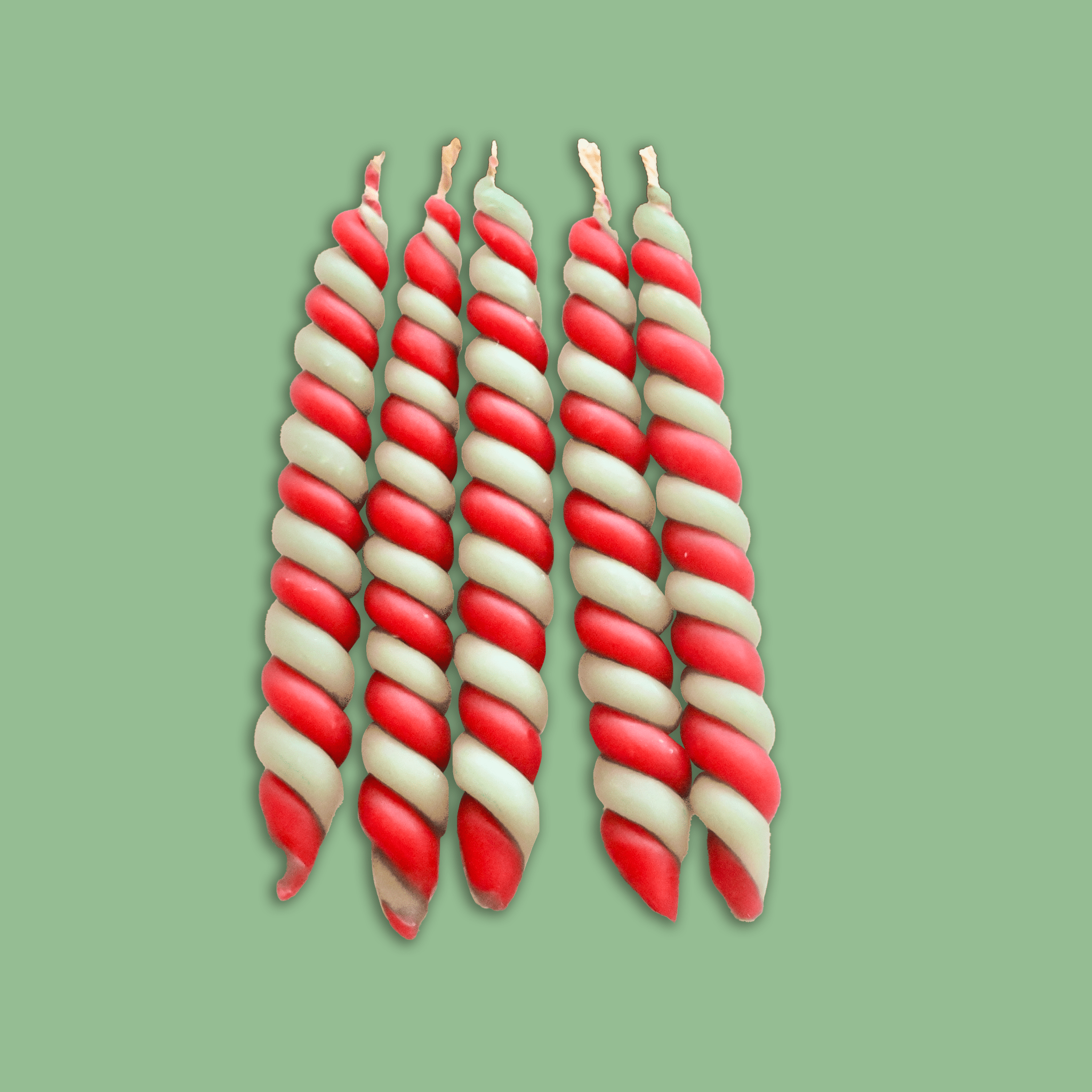 Candy Cane Twisted Beeswax Candle Set