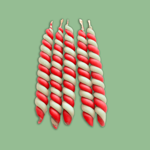 Candy Cane Twisted Beeswax Candle Set