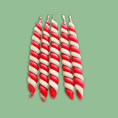 Candy Cane Twisted Beeswax Candle Set