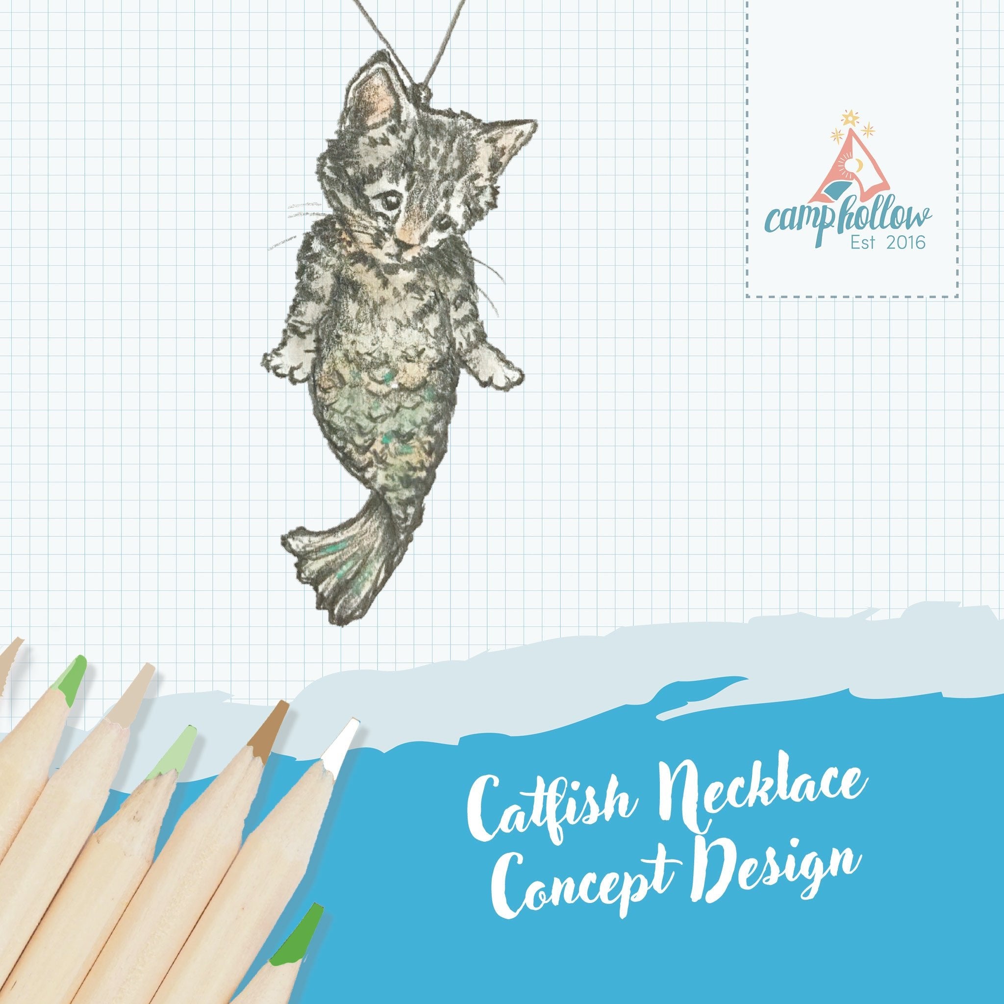Catfish Necklace | Camp Hollow Ceramic Animal Jewelry | Porcelain Pendant