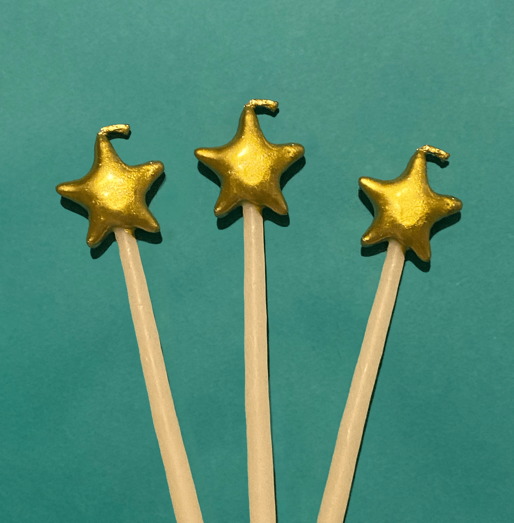 Golden Star Shaped Birthday Candle Set (x3)