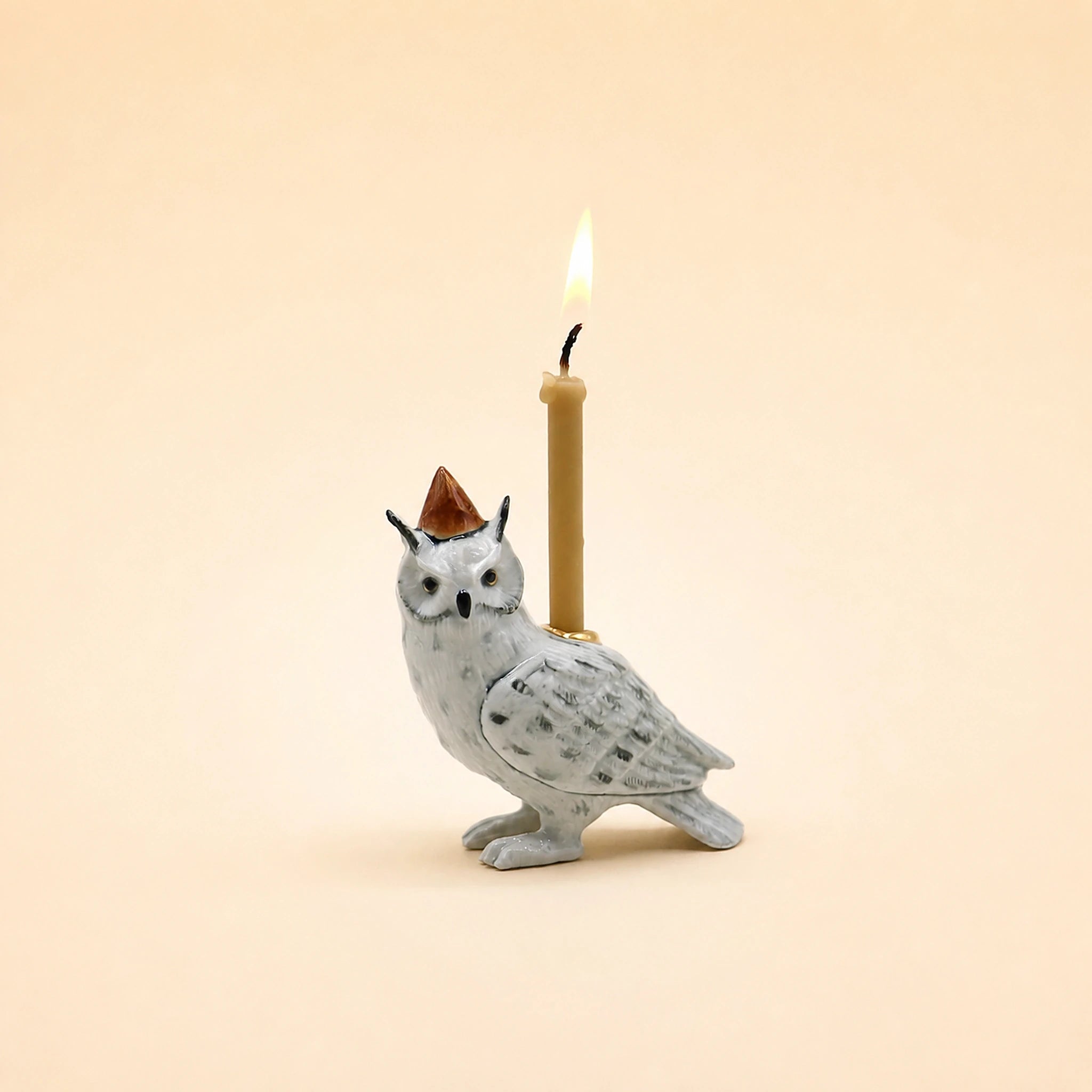 Snowy Owl Cake Topper | Camp Hollow Porcelain Party Animal | Ceramic Candle Holder | Party Animal Birthday Decor | WotMC