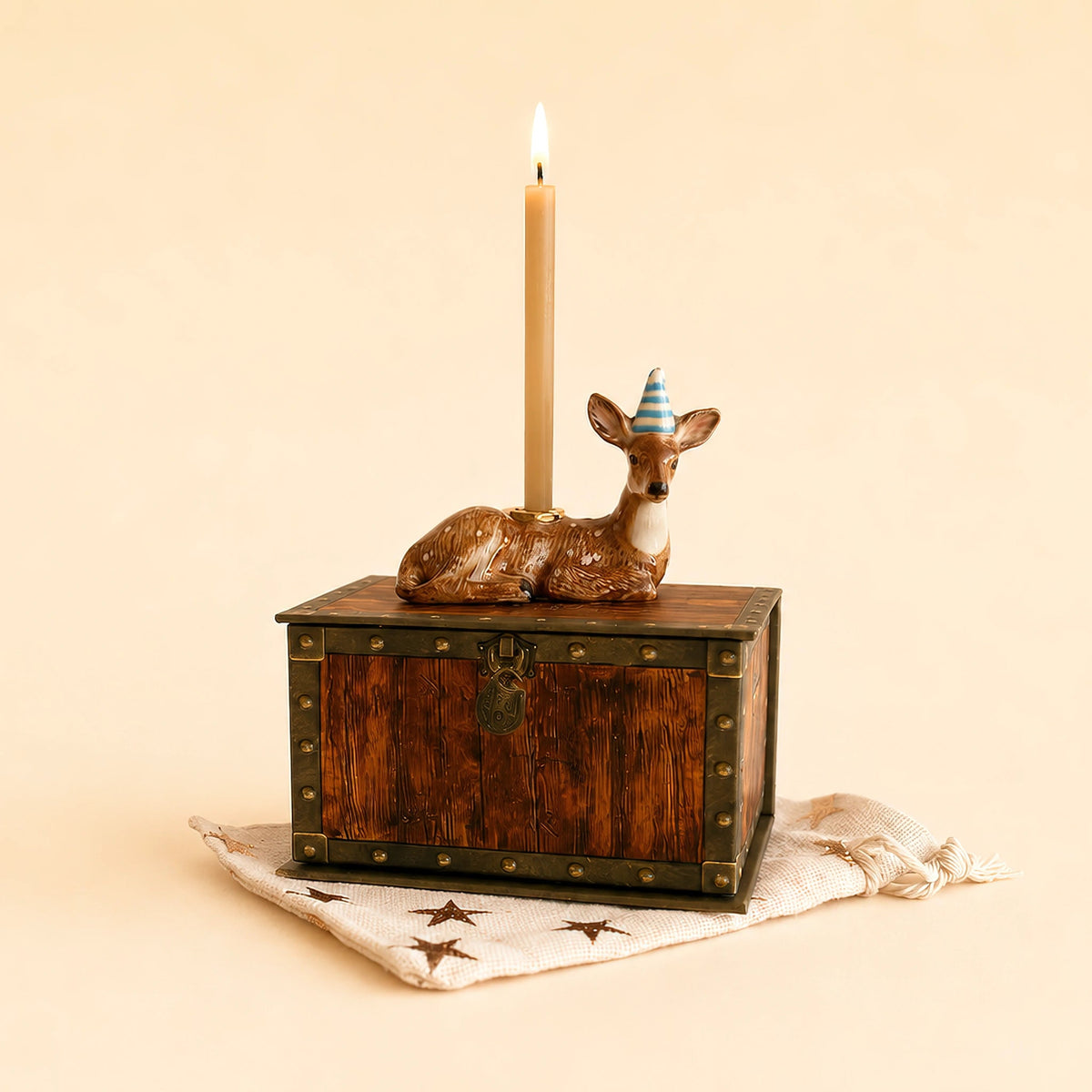 Deer Cake Topper | Camp Hollow Porcelain Party Animal | Ceramic Candle Holder | Party Animal Birthday Decor | Fawn