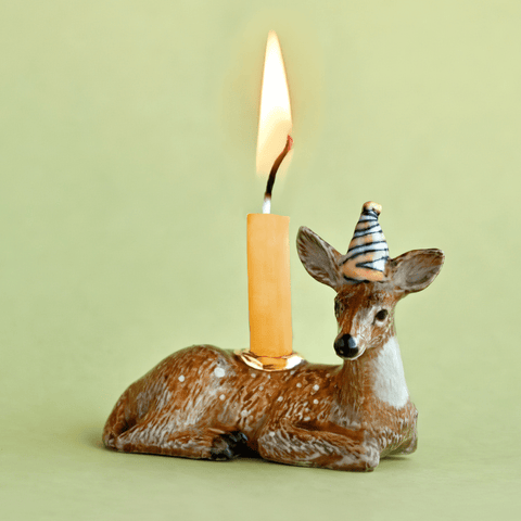 Deer Cake Topper | Camp Hollow Porcelain Party Animal | Ceramic Candle Holder | Party Animal Birthday Decor | Fawn