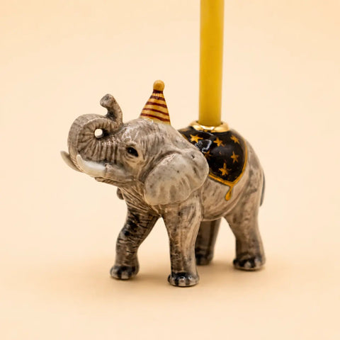 Elephant Cake Topper | Camp Hollow Porcelain Party Animal | Ceramic Candle Holder | Party Animal Birthday Decor Safari Theme