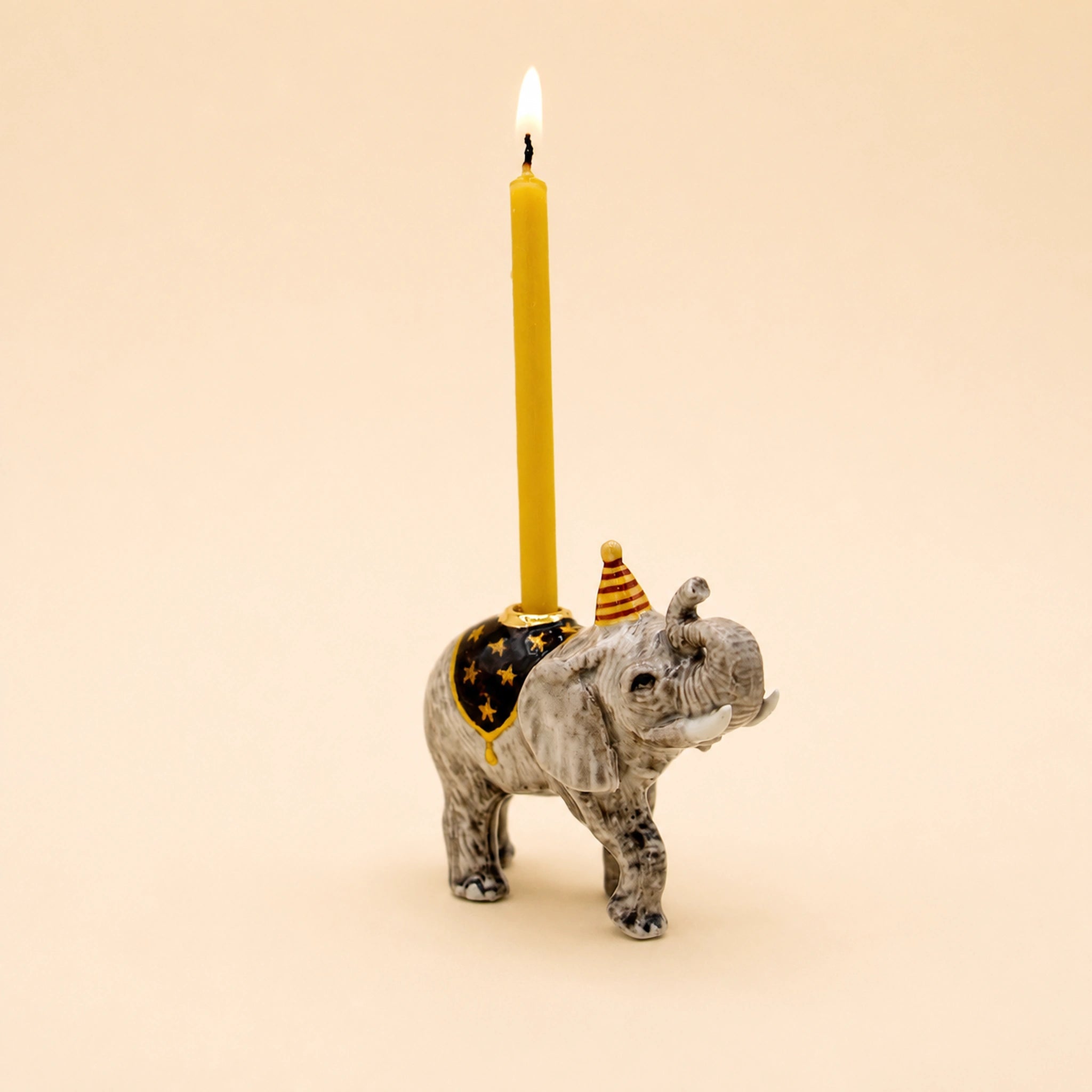 Elephant Cake Topper | Camp Hollow Porcelain Party Animal | Ceramic Candle Holder | Party Animal Birthday Decor Safari Theme